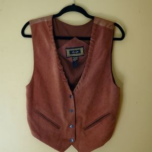 Vintage suede leather vest med.